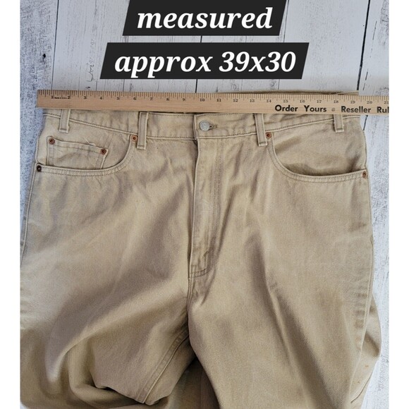 Levi's 550 Jeans Size 39x30 Tan Relaxed Fit Vintage Made in USA 100% Cotton - Picture 8 of 12
